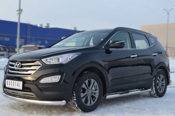 6 299 р. Защита порогов с проступями Russtal (труба D76 мм)  Hyundai Santa Fe  DM (2012-2016) дорестайлинг (Защита порогов с закругленными торцами (вариант 3))  с доставкой в г. Екатеринбург. Увеличить фотографию 4