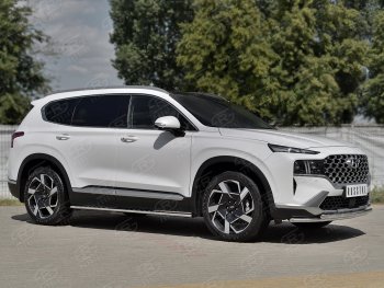 14 999 р. Защита переднего бампера Russtal (2 трубы Ø42+42 мм, нержавейка) Hyundai Santa Fe TM рестайлинг (2020-2022)  с доставкой в г. Екатеринбург. Увеличить фотографию 3