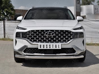 14 599 р. Защита переднего бампера (Ø63 мм, нержавейка) Russtal Hyundai Santa Fe TM рестайлинг (2020-2022)  с доставкой в г. Екатеринбург. Увеличить фотографию 2