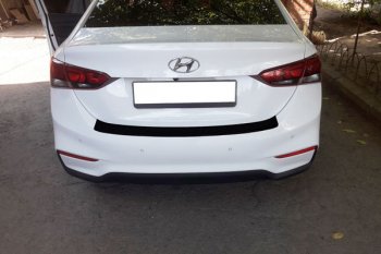 679 р. Защитная накладка заднего бампера Тюн-Авто  Hyundai Solaris  HCR (2017-2020) седан дорестайлинг  с доставкой в г. Екатеринбург. Увеличить фотографию 1