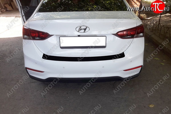 679 р. Защитная накладка заднего бампера Тюн-Авто  Hyundai Solaris  HCR (2017-2020) седан дорестайлинг  с доставкой в г. Екатеринбург