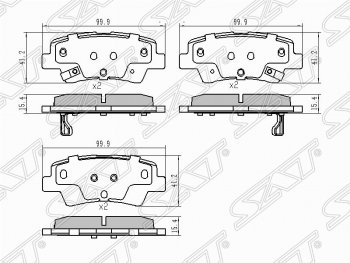 829 р. Колодки тормозные задние SAT  Hyundai Solaris  HCR (2017-2022), KIA Rio  4 FB (2016-2024)  с доставкой в г. Екатеринбург. Увеличить фотографию 1