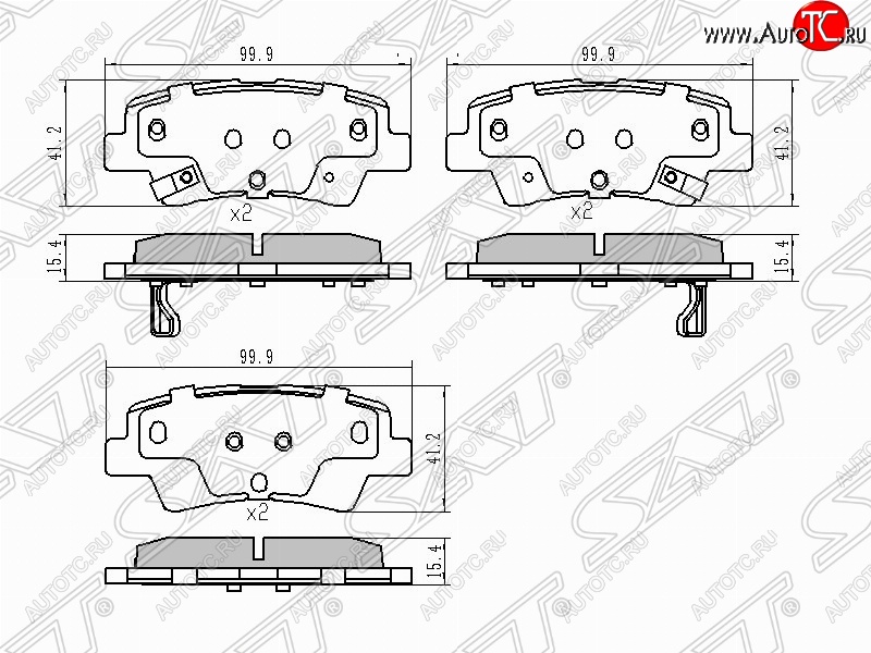 829 р. Колодки тормозные задние SAT  Hyundai Solaris  HCR (2017-2022), KIA Rio  4 FB (2016-2024)  с доставкой в г. Екатеринбург