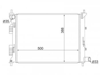 Радиатор двигателя (трубчатый, МКПП) SAT Hyundai (Хюндаи) Solaris (Солярис)  RBr (2010-2017), KIA (КИА) Rio (Рио)  3 QB (2011-2017)