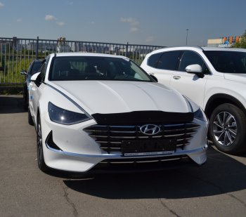 2 799 р. Дефлектор капота SIM  Hyundai Sonata  DN8 (2019-2022)  с доставкой в г. Екатеринбург. Увеличить фотографию 1