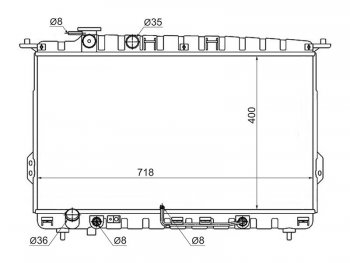 Радиатор двигателя (трубчатый, 2.0 / 2.4 / 2.5 / 2.7) SAT Hyundai Sonata EF рестайлинг ТагАЗ (2001-2013)