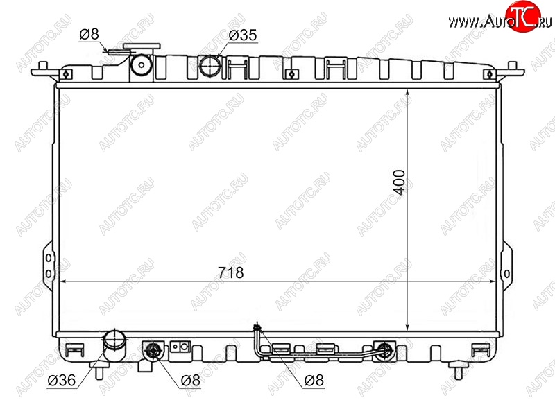 5 549 р. Радиатор двигателя (трубчатый, 2.0 / 2.4 / 2.5 / 2.7) SAT Hyundai Sonata EF рестайлинг ТагАЗ (2001-2013)  с доставкой в г. Екатеринбург