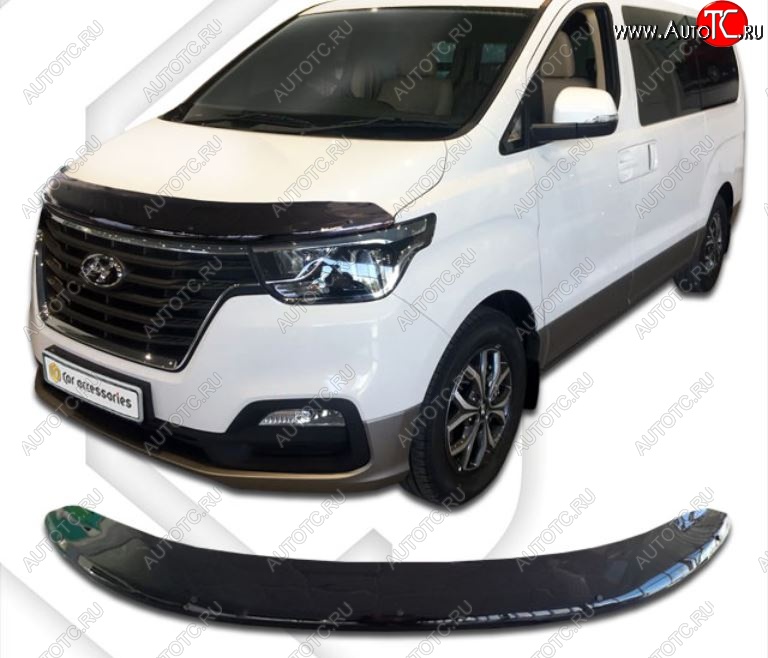 2 799 р. Дефлектор капота CA-Plastik exclusive  Hyundai Starex/Grand Starex/H1  TQ (2017-2022) 2-ой рестайлинг (Classic черный, Без надписи)  с доставкой в г. Екатеринбург