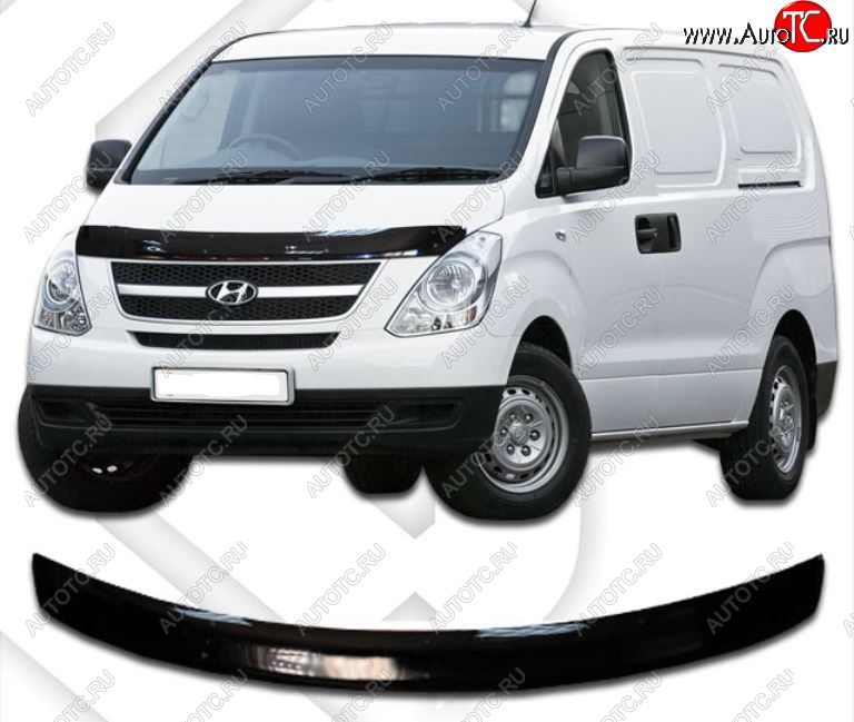 1 999 р. Дефлектор капота CA-Plastiс  Hyundai Starex/Grand Starex/H1  TQ (2014-2018) рестайлинг (Classic черный, Без надписи)  с доставкой в г. Екатеринбург