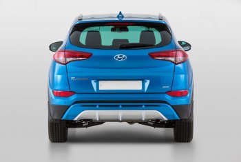 11 799 р. Накладка заднего бампера YT Hyundai Tucson TL дорестайлинг (2015-2018) (Неокрашенная)  с доставкой в г. Екатеринбург. Увеличить фотографию 1