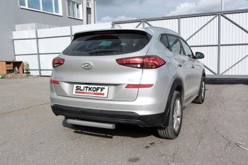 6 199 р. Защита заднего бампера Slitkoff (d57 мм)  Hyundai Tucson  TL (2018-2021) рестайлинг (Сталь с полимерным покрытием. Цвет: серебристый)  с доставкой в г. Екатеринбург. Увеличить фотографию 1