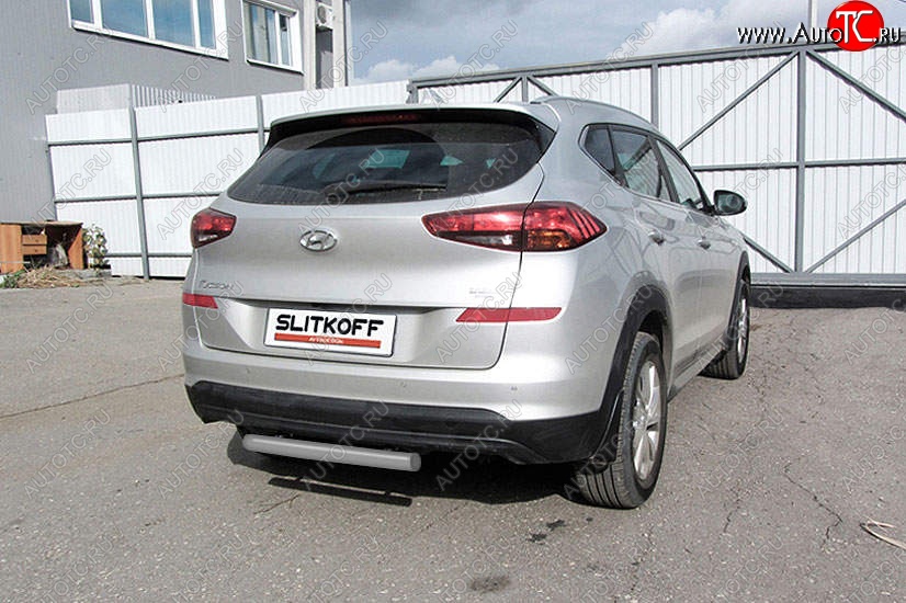 6 199 р. Защита заднего бампера Slitkoff (d57 мм)  Hyundai Tucson  TL (2018-2021) рестайлинг (Сталь с полимерным покрытием. Цвет: серебристый)  с доставкой в г. Екатеринбург