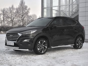 15 499 р. Защита переднего бампера (2 трубы Ø63 и 42 мм, нержавейка) SLITKOFF Hyundai Tucson TL рестайлинг (2018-2021)  с доставкой в г. Екатеринбург. Увеличить фотографию 2