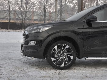 15 499 р. Защита переднего бампера (2 трубы Ø63 и 42 мм, нержавейка) SLITKOFF Hyundai Tucson TL рестайлинг (2018-2021)  с доставкой в г. Екатеринбург. Увеличить фотографию 3