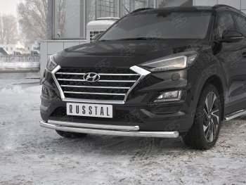 15 499 р. Защита переднего бампера (2 трубы Ø63 и 42 мм, нержавейка) SLITKOFF Hyundai Tucson TL рестайлинг (2018-2021)  с доставкой в г. Екатеринбург. Увеличить фотографию 4