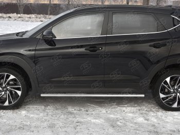 21 749 р. Защита порогов (Ø75x42 мм с проступью, нержавейка) Russtal Hyundai Tucson TL рестайлинг (2018-2021)  с доставкой в г. Екатеринбург. Увеличить фотографию 2