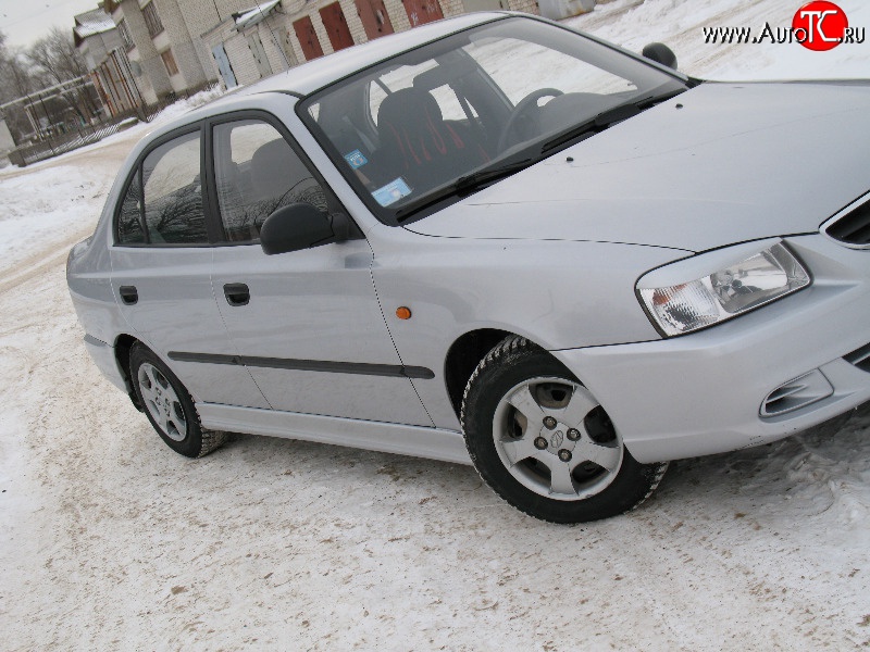 1 299 р. Реснички Classic-Style на фары  Hyundai Accent  седан ТагАЗ (2001-2012) (Неокрашенные)  с доставкой в г. Екатеринбург