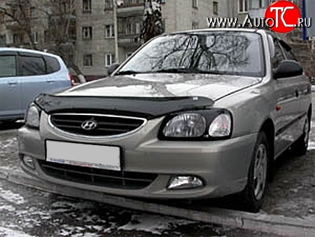 1 484 р. Защита передних фар NovLine (очки) . Hyundai Accent седан ТагАЗ (2001-2012)  с доставкой в г. Екатеринбург