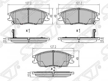 1 069 р. Колодки тормозные SAT (передние) Hyundai Accent седан ТагАЗ (2001-2012)  с доставкой в г. Екатеринбург. Увеличить фотографию 1