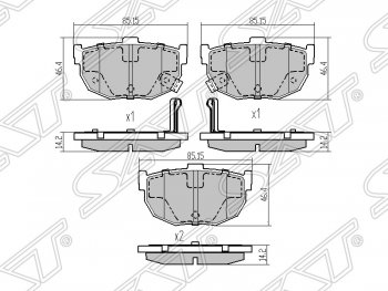 849 р. Колодки тормозные SAT (задние) Hyundai Elantra XD седан дорестайлинг (2000-2003)  с доставкой в г. Екатеринбург. Увеличить фотографию 1