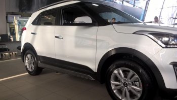 7 349 р. Пластиковые пороги АвтоКрат Hyundai Creta GS дорестайлинг (2015-2019) (Неокрашенные)  с доставкой в г. Екатеринбург. Увеличить фотографию 2