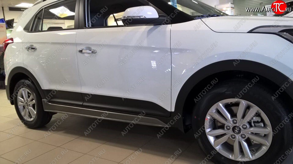 7 349 р. Пластиковые пороги АвтоКрат Hyundai Creta GS дорестайлинг (2015-2019) (Неокрашенные)  с доставкой в г. Екатеринбург