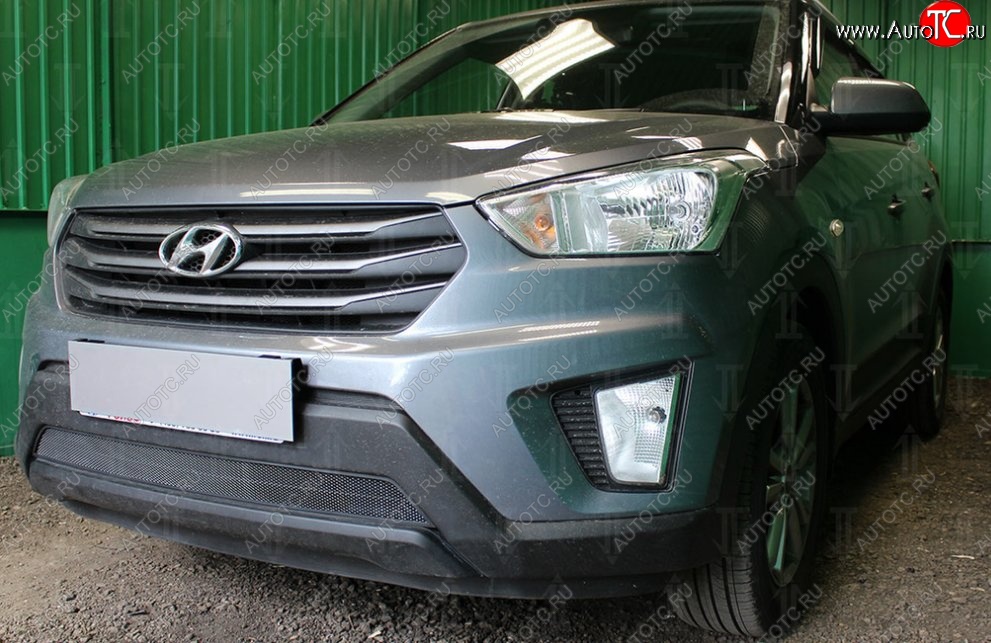 1 469 р. Защитная сетка на бампер Russtal (черная) Hyundai Creta GS рестайлинг (2019-2021)  с доставкой в г. Екатеринбург