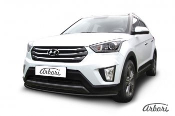 5 399 р. Защита переднего бампера Arbori (черная, 1 труба d42 mm).  Hyundai Creta  GS (2015-2021) дорестайлинг, рестайлинг  с доставкой в г. Екатеринбург. Увеличить фотографию 1