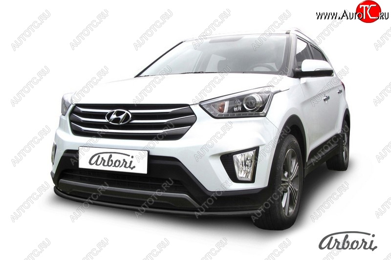 5 399 р. Защита переднего бампера Arbori (черная, 1 труба d42 mm). Hyundai Creta GS дорестайлинг (2015-2019)  с доставкой в г. Екатеринбург