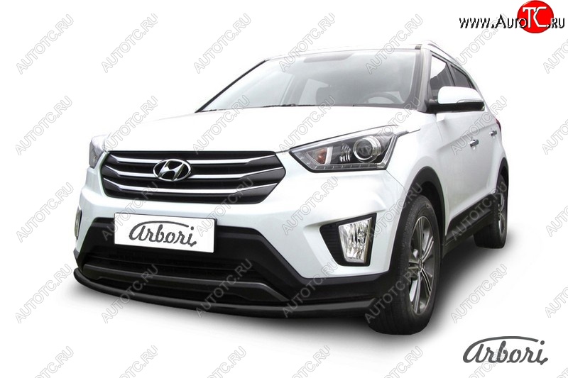 5 849 р. Защита переднего бампера Arbori (черная, 1 труба d57 mm). Hyundai Creta GS рестайлинг (2019-2021)  с доставкой в г. Екатеринбург