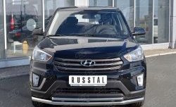 Защита переднего бампера (2 трубыØ63 и 42 мм, нержавейка) SLITKOFF Hyundai Creta GS рестайлинг (2019-2021)