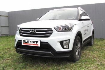 8 349 р. Защита переднего бампер из трубы d42 Slitkoff (дуга) Hyundai Creta GS дорестайлинг (2015-2019) (Цвет: серебристый)  с доставкой в г. Екатеринбург. Увеличить фотографию 1