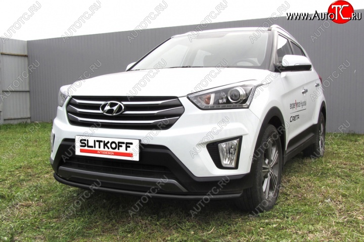 8 349 р. Защита переднего бампер из трубы d42 Slitkoff (дуга) Hyundai Creta GS дорестайлинг (2015-2019) (Цвет: серебристый)  с доставкой в г. Екатеринбург