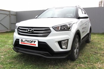 9 849 р. Защита переднего бампер из трубы d57 Slitkoff (волна) Hyundai Creta GS дорестайлинг (2015-2019) (Цвет: серебристый)  с доставкой в г. Екатеринбург. Увеличить фотографию 1