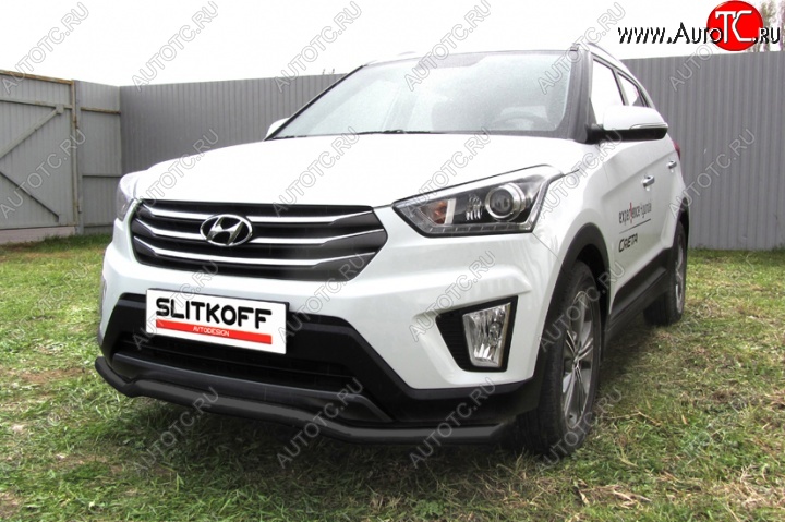 9 849 р. Защита переднего бампер из трубы d57 Slitkoff (волна) Hyundai Creta GS дорестайлинг (2015-2019) (Цвет: серебристый)  с доставкой в г. Екатеринбург