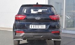 Защита заднего бампера (Ø42 мм уголки, нержавейка) Russtal Hyundai (Хюндаи) Creta (Крета)  GS (2015-2021) GS дорестайлинг, рестайлинг