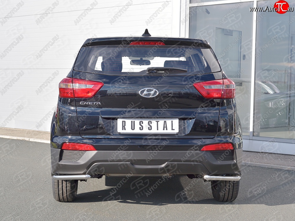 6 999 р. Защита заднего бампера (Ø42 мм уголки, нержавейка) Russtal  Hyundai Creta  GS (2015-2021) дорестайлинг, рестайлинг  с доставкой в г. Екатеринбург