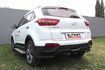 Защита заднего бампера из уголков d42 Slitkoff Hyundai (Хюндаи) Creta (Крета)  GS (2015-2021) GS дорестайлинг, рестайлинг