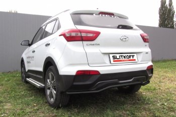 8 599 р. Защита заднего бампера из трубы d42 Slitkoff (волна)  Hyundai Creta  GS (2015-2021) дорестайлинг, рестайлинг (Цвет: серебристый)  с доставкой в г. Екатеринбург. Увеличить фотографию 1