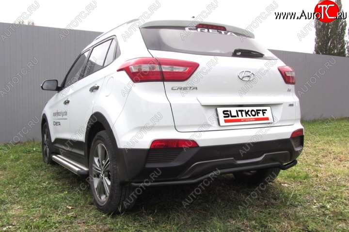 8 599 р. Защита заднего бампера из трубы d42 Slitkoff (волна)  Hyundai Creta  GS (2015-2021) дорестайлинг, рестайлинг (Цвет: серебристый)  с доставкой в г. Екатеринбург