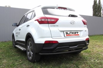 Защита заднего бампера из трубы d57 Slitkoff (радиусная) Hyundai (Хюндаи) Creta (Крета)  GS (2015-2021) GS дорестайлинг, рестайлинг