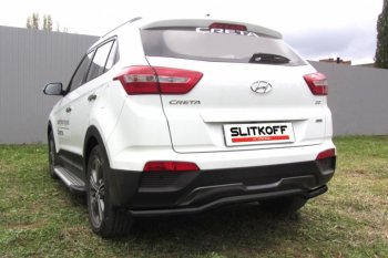 Защита заднего бампера из трубы d57 Slitkoff (сталь, скоба) Hyundai (Хюндаи) Creta (Крета)  GS (2015-2021) GS дорестайлинг, рестайлинг