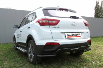 Защита заднего бампера из уголков d57 Slitkoff Hyundai (Хюндаи) Creta (Крета)  GS (2015-2021) GS дорестайлинг, рестайлинг