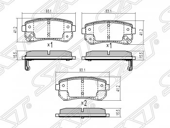 919 р. Колодки тормозные задние SAT  Hyundai Creta (GS), Tucson (TL), KIA Ceed (1 ED), Cerato (2 TD), Rio (2 JB), Sportage (2 JE,KM)  с доставкой в г. Екатеринбург. Увеличить фотографию 1