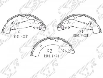 1 569 р. Колодки тормозные SAT (задние) Hyundai Getz TB хэтчбэк 5 дв. дорестайлинг (2002-2005)  с доставкой в г. Екатеринбург. Увеличить фотографию 1