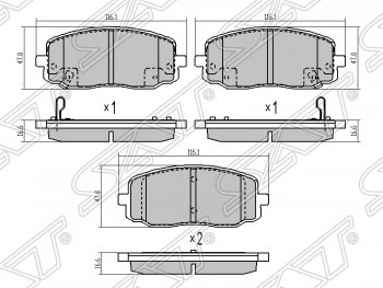 989 р. Колодки тормозные SAT (передние)  Hyundai i10  PA (2007-2013), KIA Picanto  1 SA хэтчбэк 5 дв. (2003-2007)  с доставкой в г. Екатеринбург. Увеличить фотографию 1