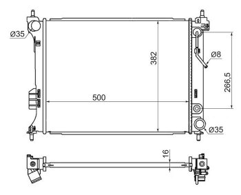 Радиатор двигателя SAT (пластинчатый,1.2/1.4/1.6, АКПП) Hyundai (Хюндаи) i20 (и20)  PB (2008-2012), KIA (КИА) Venga (Венга) (2009-2015)