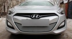 1 539 р. Сетка на бампер Russtal (хром)  Hyundai I30  2 GD (2011-2015) дорестайлинг универсал, дорестайлинг, хэтчбэк 5 дв.  с доставкой в г. Екатеринбург. Увеличить фотографию 1