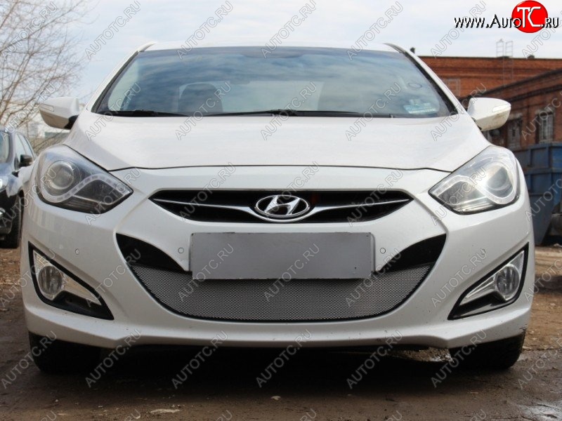 1 539 р. Защитная сетка на бампер Russtal (хром) Hyundai I40 1 VF дорестайлинг седан (2011-2015)  с доставкой в г. Екатеринбург