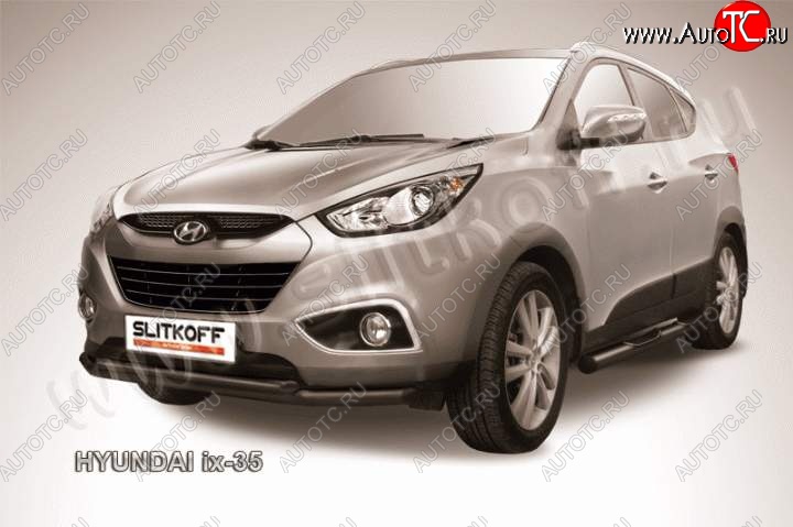 11 399 р. Защита переднего бампера из труб d57+d42 Slitkoff Hyundai IX35 LM дорестайлинг (2009-2013) (Цвет: серебристый)  с доставкой в г. Екатеринбург